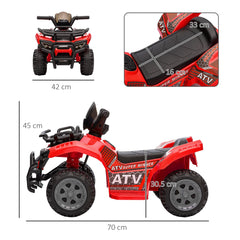 HOMCOM Kids' Battery-Powered Ride-On ATV with Real Working Headlights, 6V, for Ages 18-36 Months, Red | Aosom UK