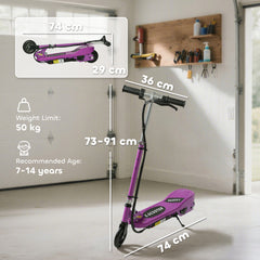 Kozy Foldable Electric Kids Scooter, Ride-on for Ages 7-14 Years, Purple