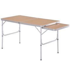 Outsunny Portable Table, 4ft Folding, Aluminium with MDF Top, Lightweight, Silver