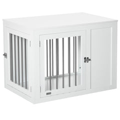 Kozy 2-in-1 Dog Cage and Side Table, with Two Lockable Doors, for Medium Dogs - White