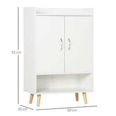 Kozy Modern Shoe Cabinet Storage Organizer with Doors and Shelves for Hallway & Entryway, 60L x 30W x 92Hcm, White