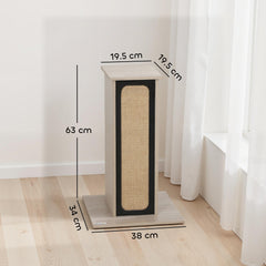 Kozy 63cm Cat Scratching Post, Cat Scratcher with Replaceable Scratching Board, Top Perch, Sisal Scratch Mat, Oak