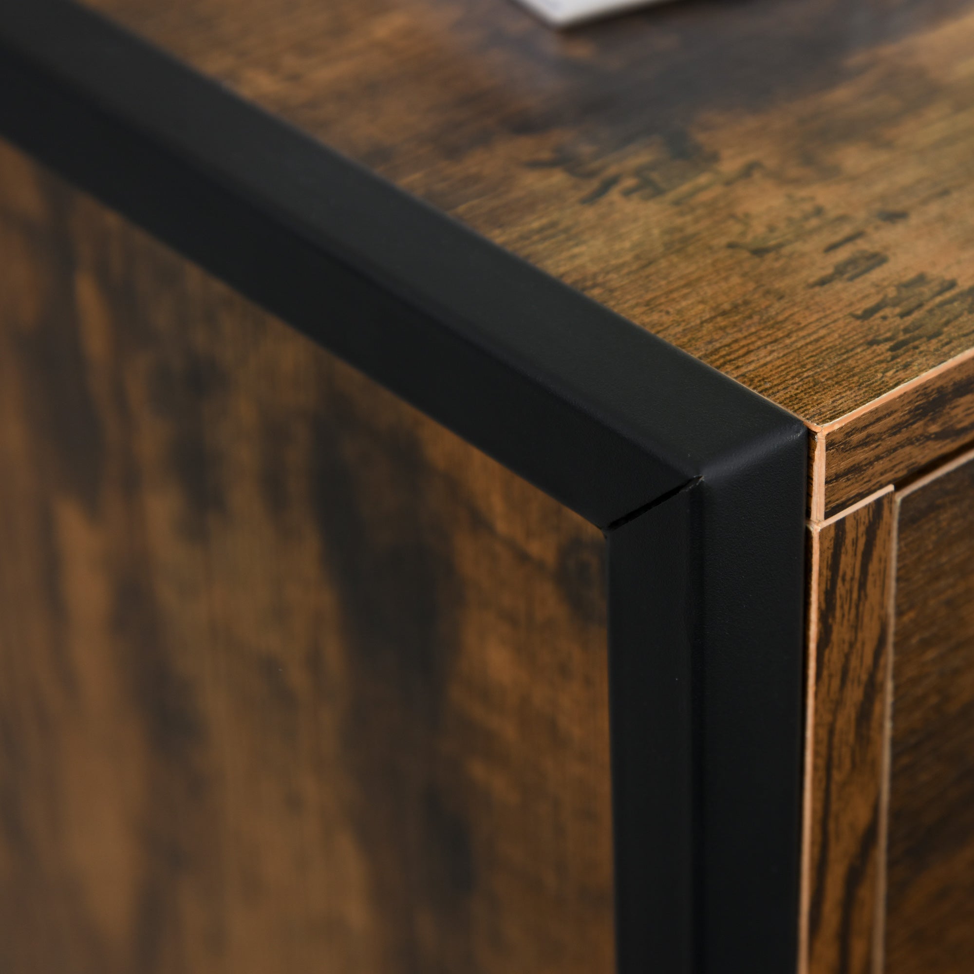 Kozy Bedroom Chest of Drawers, Industrial 3-Drawer Dresser, Storage Drawers Unit with Metal Frame for Living Room, Rustic Brown