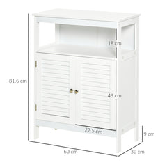 Kleankin Wooden Freestanding Bathroom Cupboard, Double Shutter Door Storage Cabinet Organizer, White