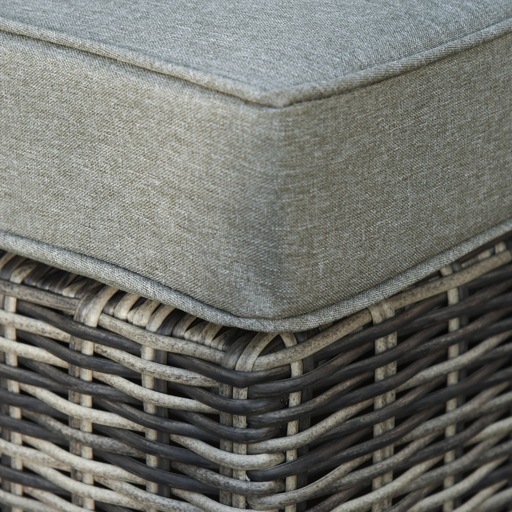 Kozy Five Piece Rattan Armchair, Stool and Table Set - Mixed Grey