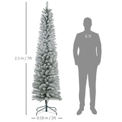 Kozy - 7ft Artificial Snowy Pencil Christmas Tree - White
