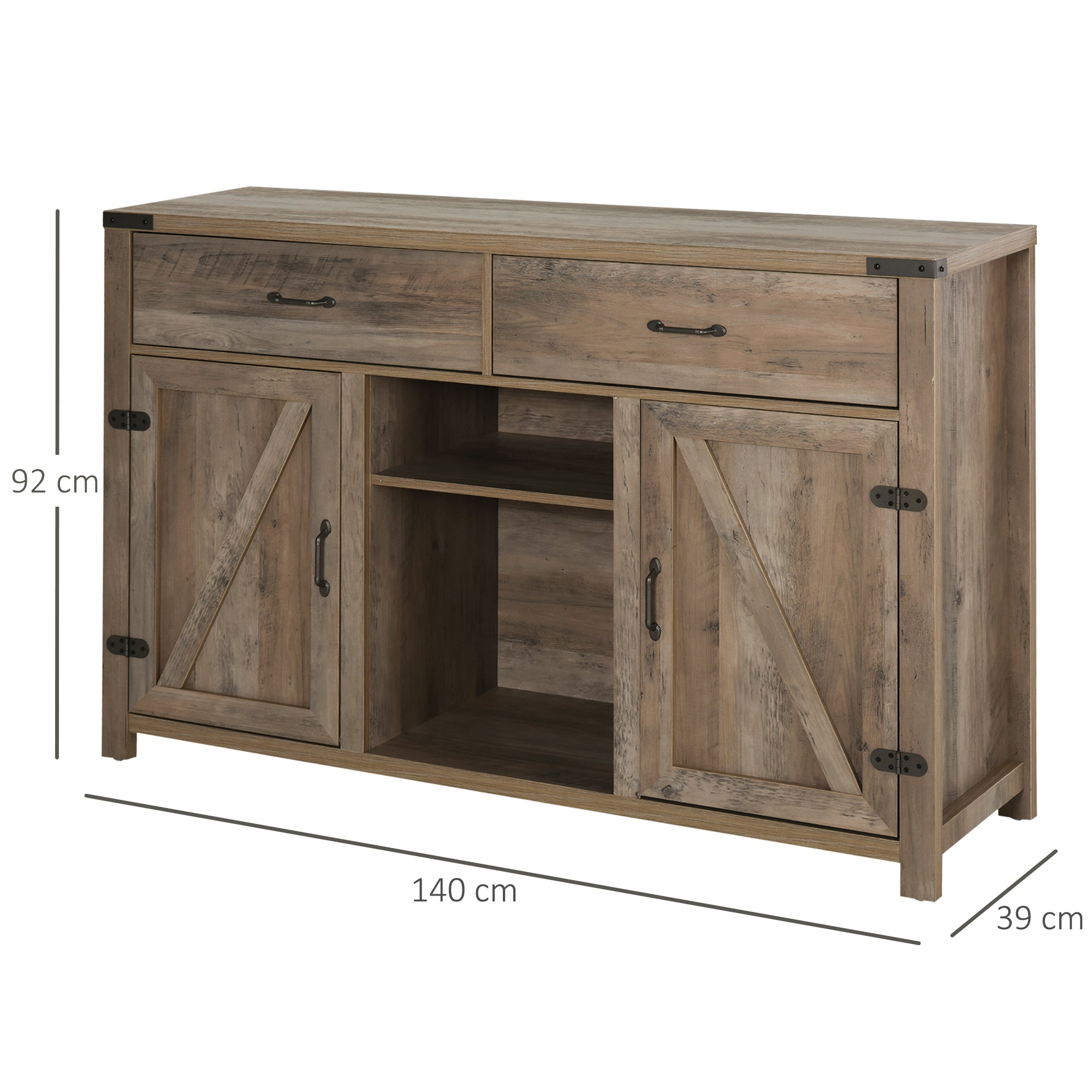 HOMCOM Freestanding Rustic Style Side Cabinet Multi