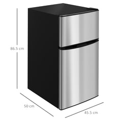 Kozy - 88L Under Counter Fridge Freezer, Small Refrigerator with 5-Setting, 3 Star Freezer Rating, Black and Silver Tone