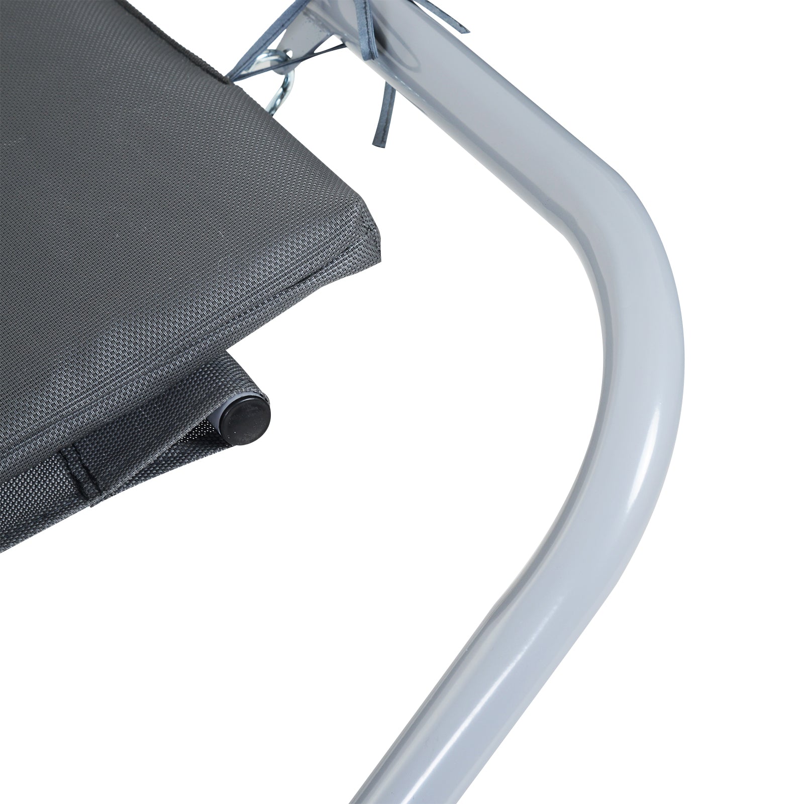 Kozy Rocking Sun Lounger, Single Garden Lounger Sunbed with Headrest Pillows, Texteline Outdoor Rocking Chair Swing Hammock Daybed with Metal Frame for Patio, Terrace, 212 x 132 x 66 cm, Grey