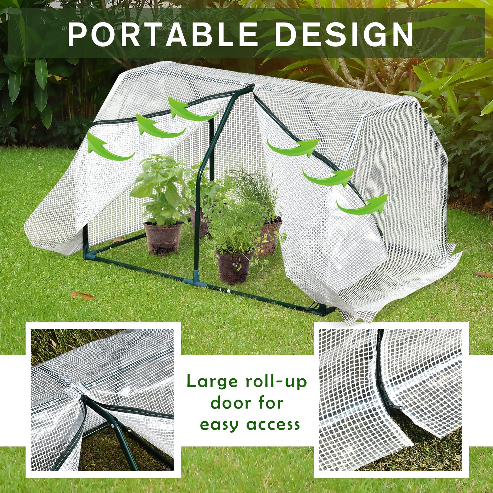 Kozy Mini  Greenhouse Grow House PVC Cover Steel Frame White 99L x 71W x 60H cm