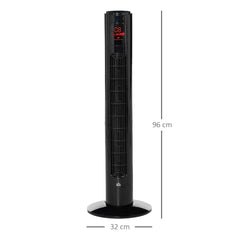 HOMCOM 38'' Freestanding Tower Fan, 3 Speed 3 Mode, 12h Timer, 70 Degree Oscillation, LED Panel, 5M Remote Controller, Black