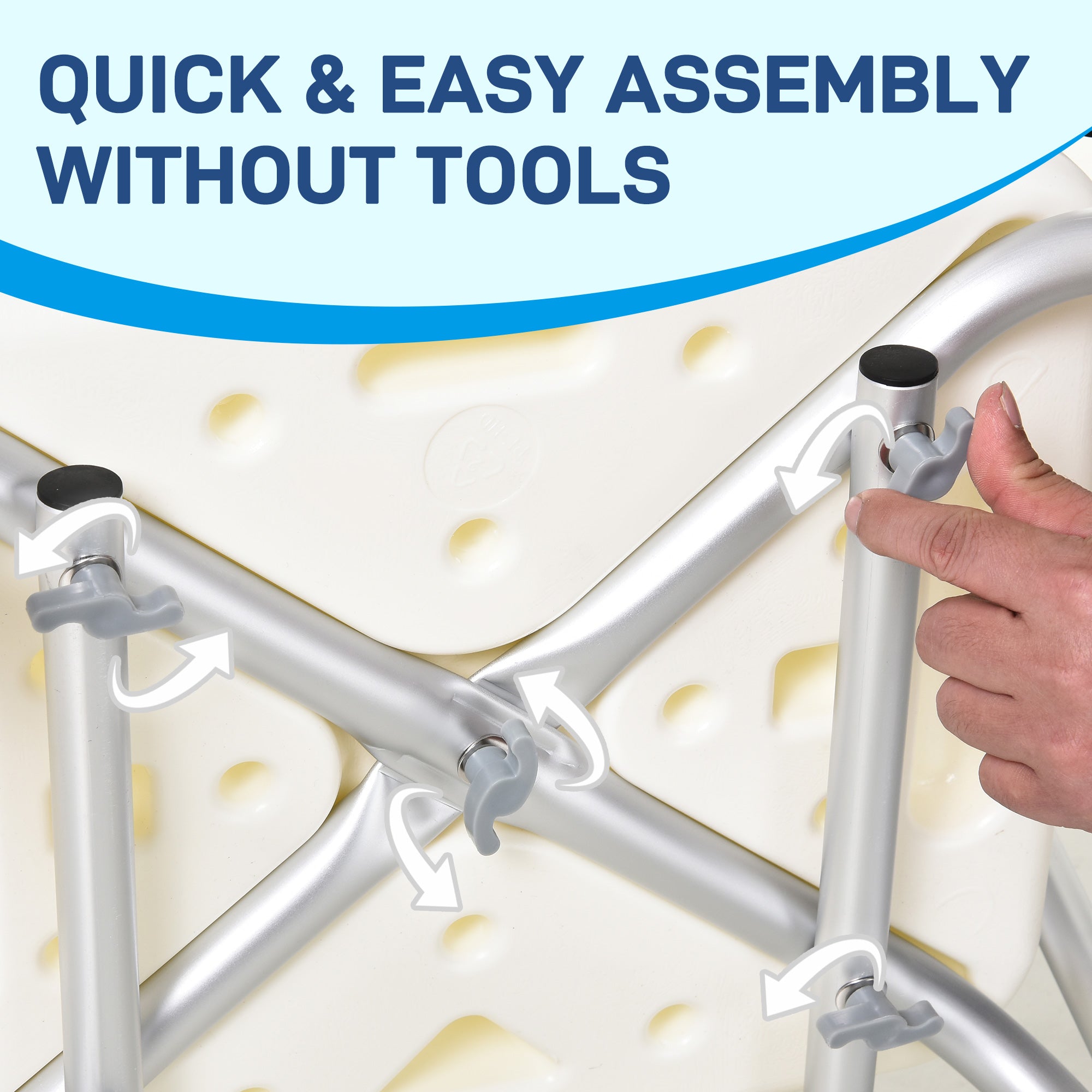 Kozy Adjustable Shower Chair, Shower Seat, Portable Medical Stool with Adjustable Back and Armrest for Mobility