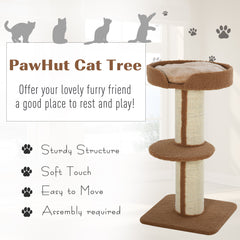 PawHut Cat Tree with Perches, Sisal Scratching Posts & Lamb Cashmere, Activity Centre, Brown