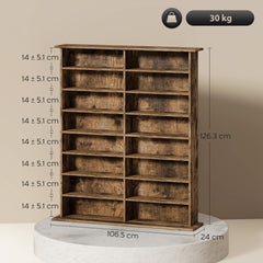 Kozy 16-Compartment Media Shelf - Rustic Brown