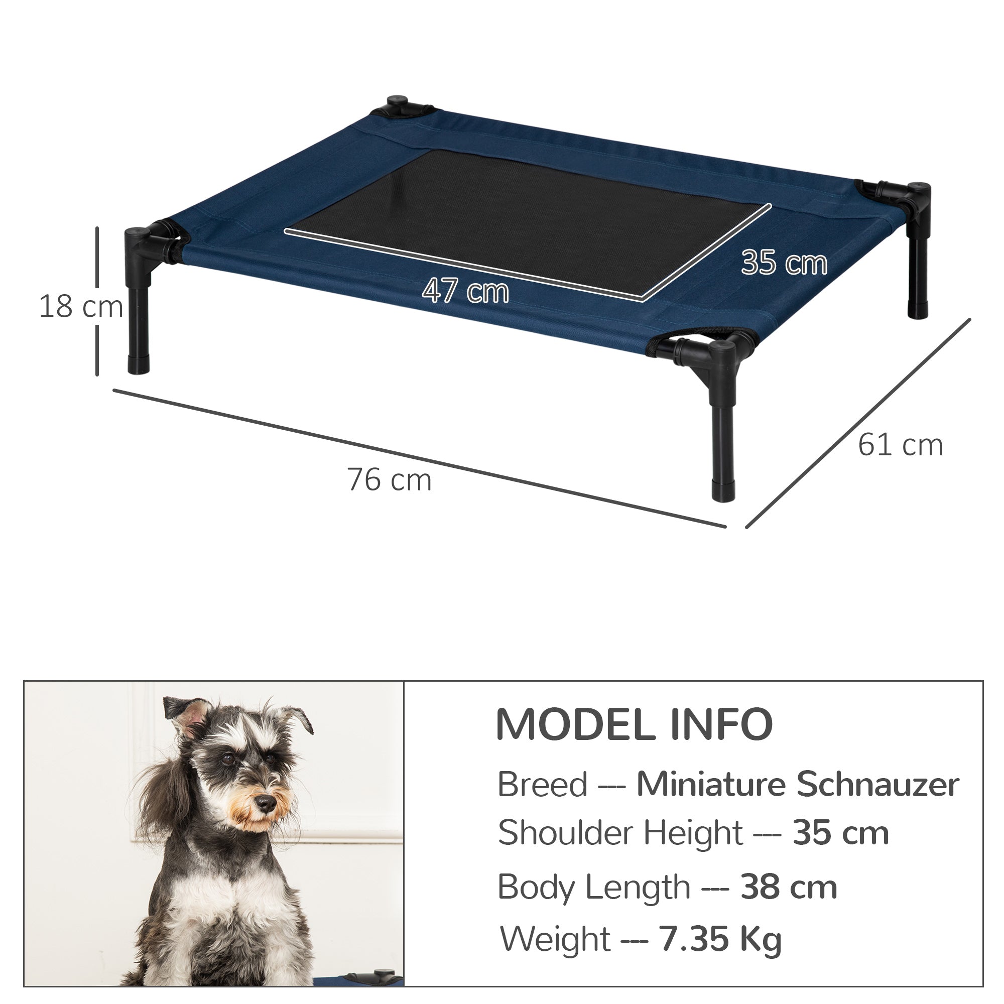 PawHut Elevated Pet Bed, Medium Size, Portable & Raised Cot for Dogs, Cats, Ideal for Camping, Blue