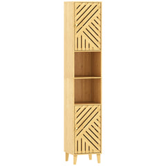 Kozy - Multi-Storage Bamboo Door Bathroom Cabinet - Natural Finish