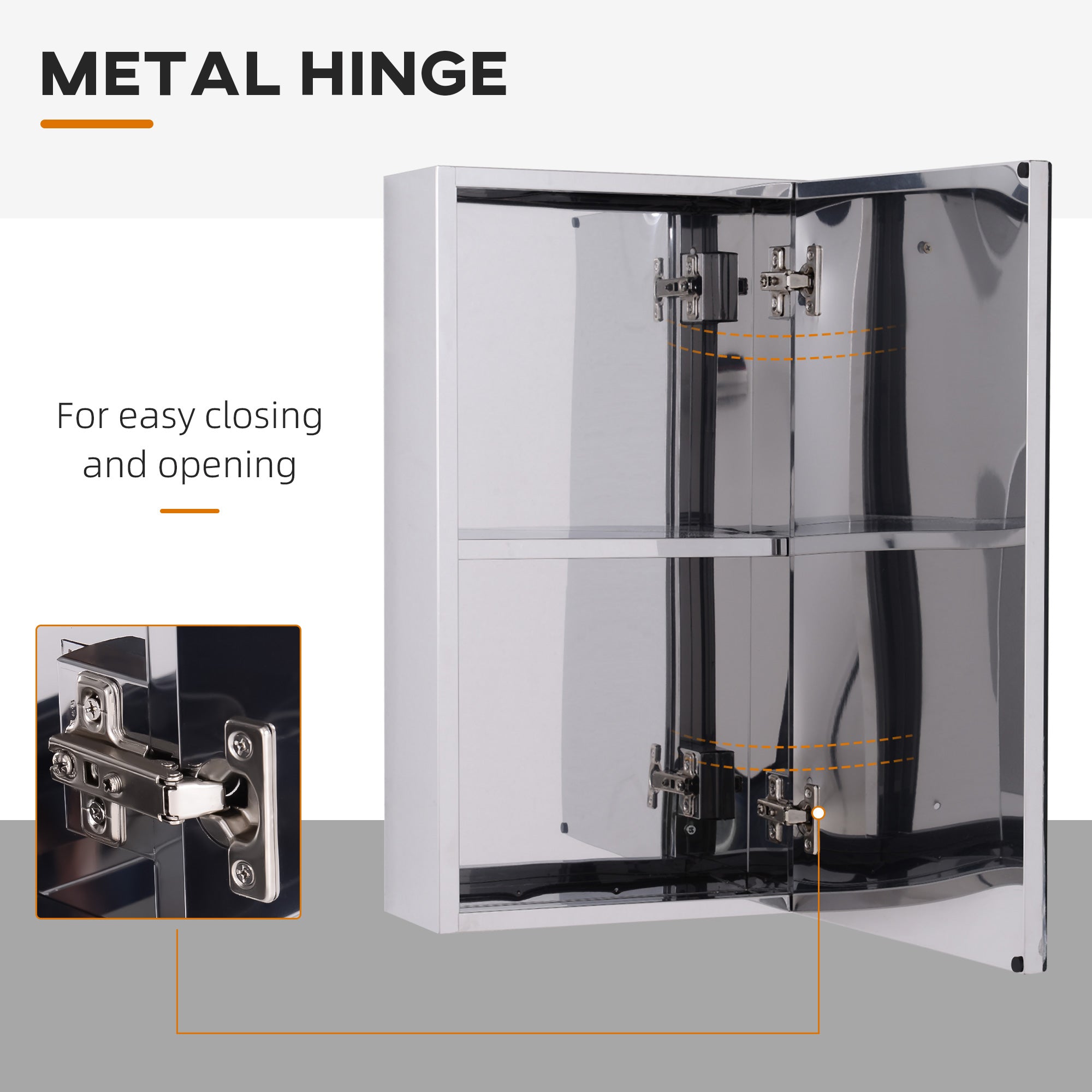 Kozy Stainless Steel Wall-mounted Bathroom Mirror Storage Cabinet 300mm (W)