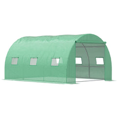 Kozy Walk-in Polytunnel Greenhouse, Outdoor Garden Tunnel Greenhouse Tent with Zipped Roll-Up Door and 6 Mesh Windows, 4 x 3M