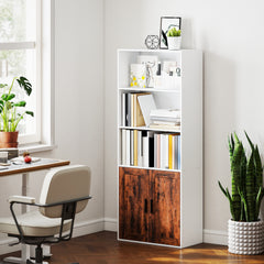 Kozy - 5-Tier Bookcase with Adjustable Shelf - Rustic Brown
