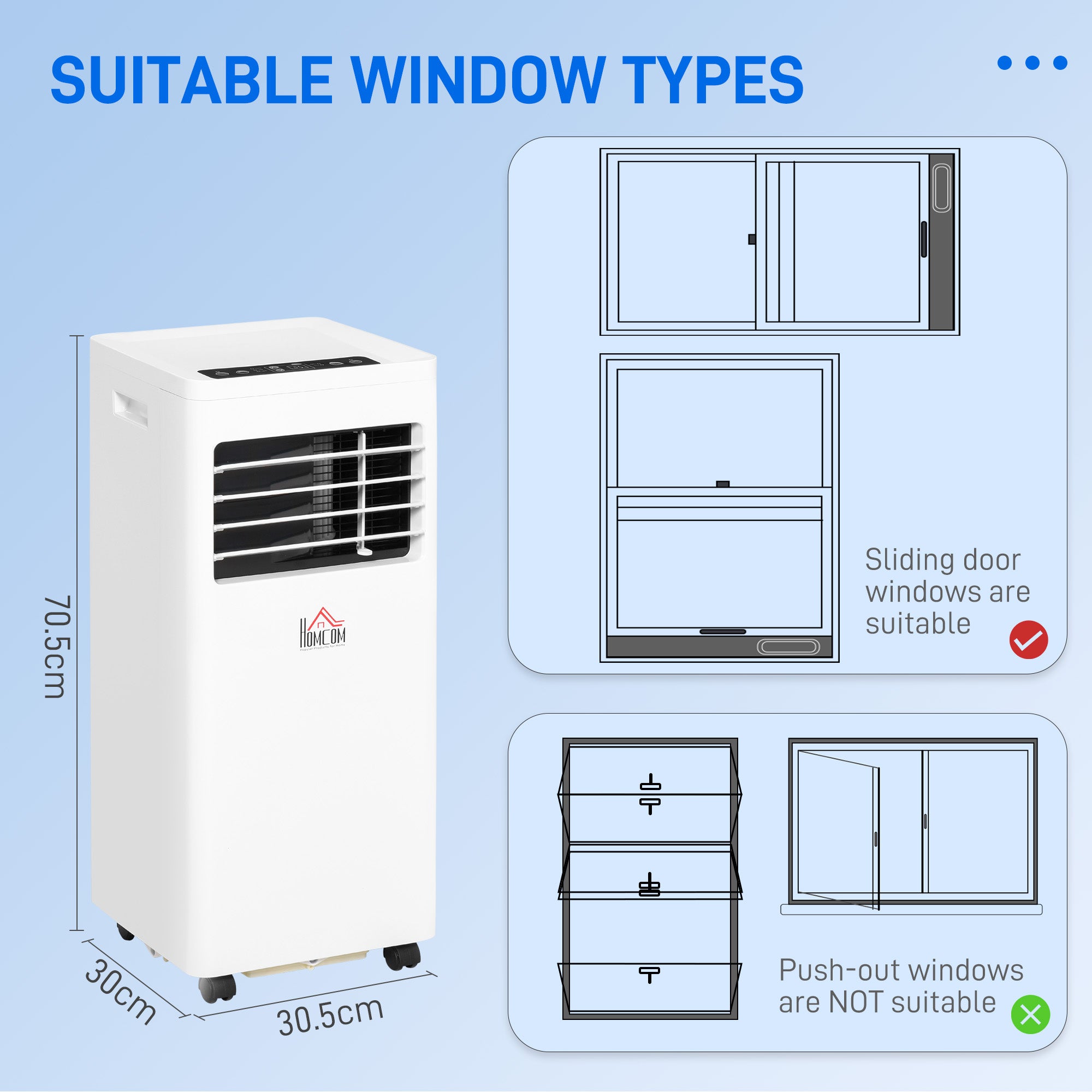 HOMCOM Mobile Air Conditioner White W/ Remote Control Cooling Dehumidifying Ventilating