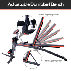 Kozy Adjustable Reclined Dumbbell Bench Weight Lifting Set Folding Sit Up Ab Bench Home Training Gym Multiuse Workout Exercise Fitness with 2 x 4kg Dumbbells