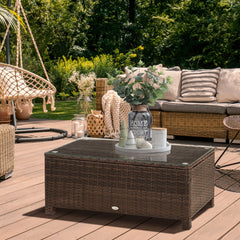 Kozy PE Rattan Garden Coffee Table with Glass Table Top - Brown