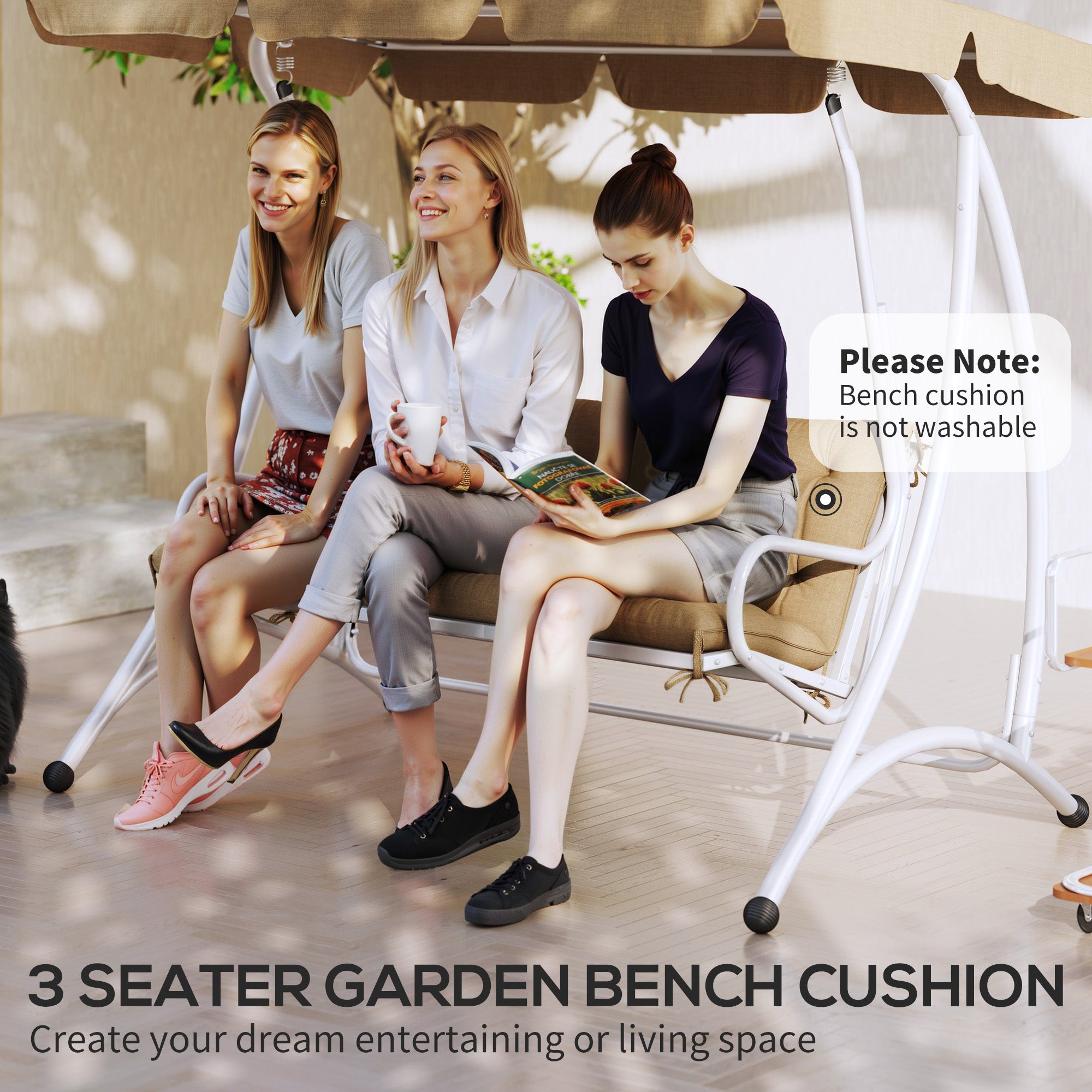 Kozy - Three-Seater Bench Cushion - Khaki