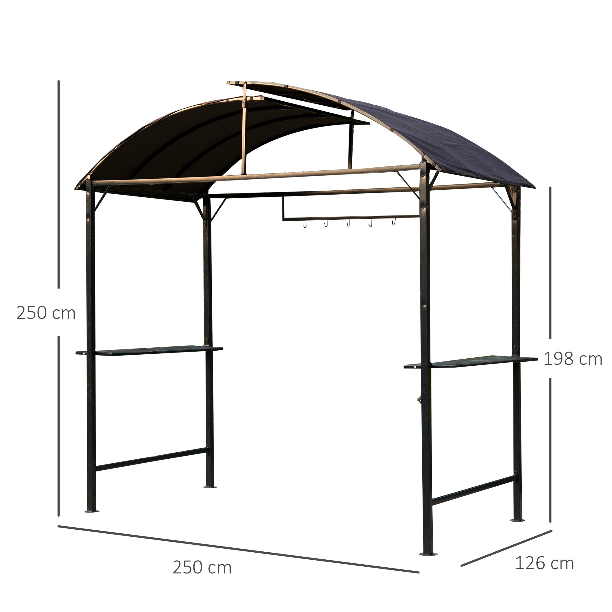 Kozy Metal Smoking Gazebo Marquee Garden Patio BBQ Tent Grill Canopy Awning Shelter - Coffee