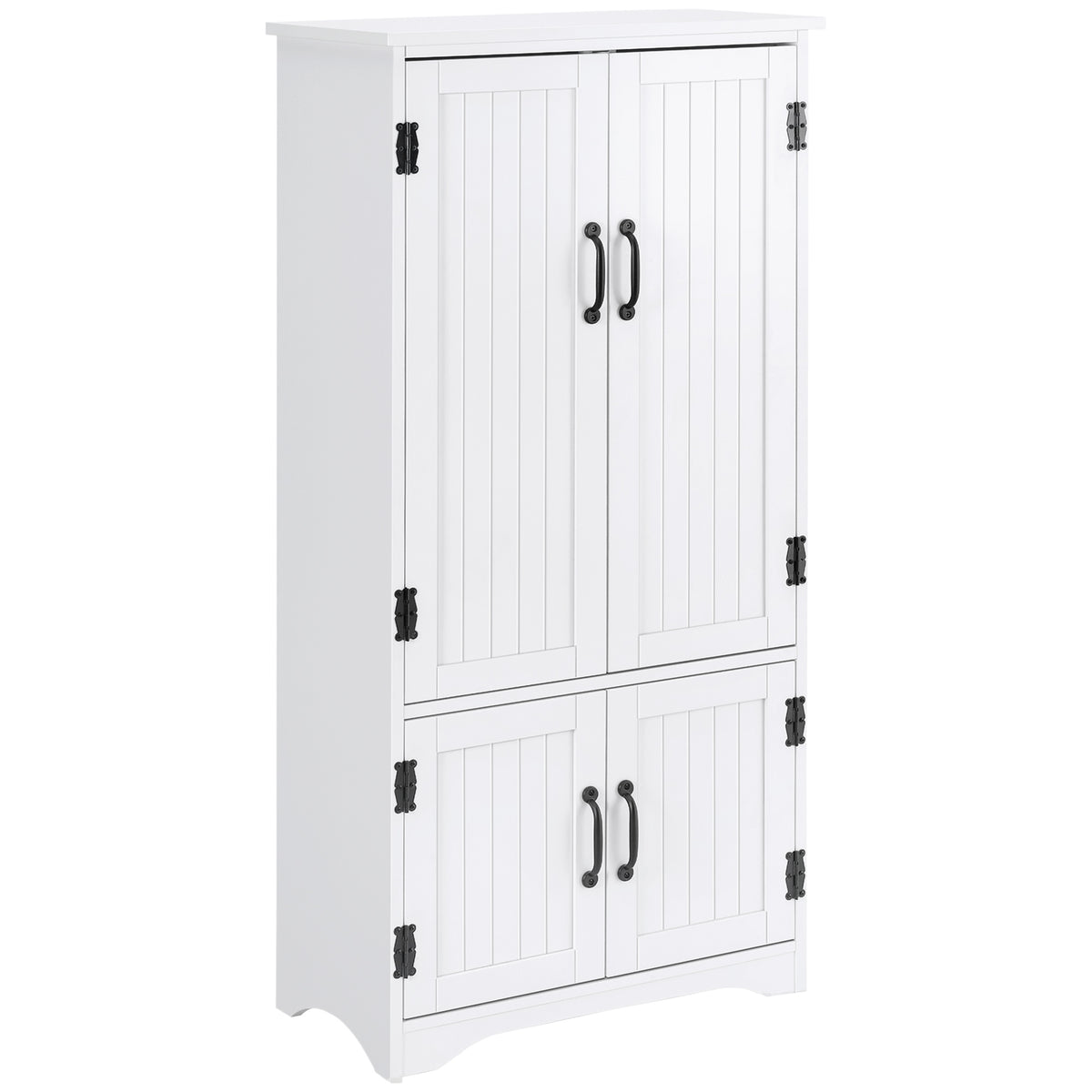 Kozy Accent Floor Storage Cabinet Kitchen Cupboard with Adjustable Shelves and 2 Lower Doors, White