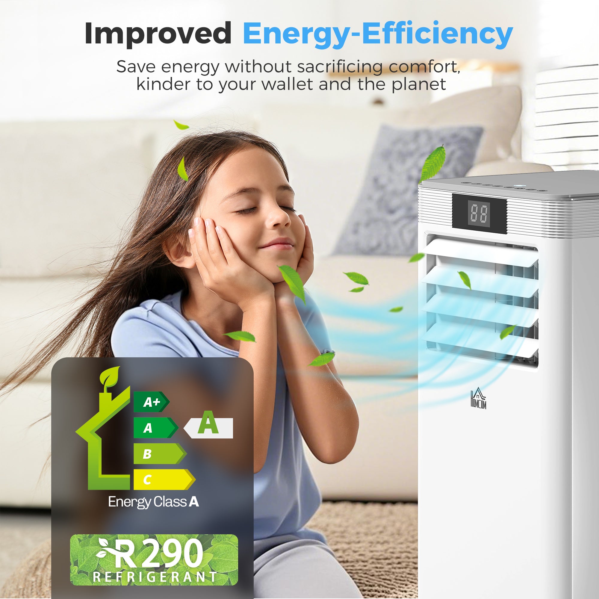 Kozy 7000 BTU Air Conditioning Unit, 3-in-1 Portable Air Conditioner, Dehumidifier, Cooling Fan with Remote Control, LED Display, 2 Speeds, 24H Timer, Window Venting Kit, 15m²
