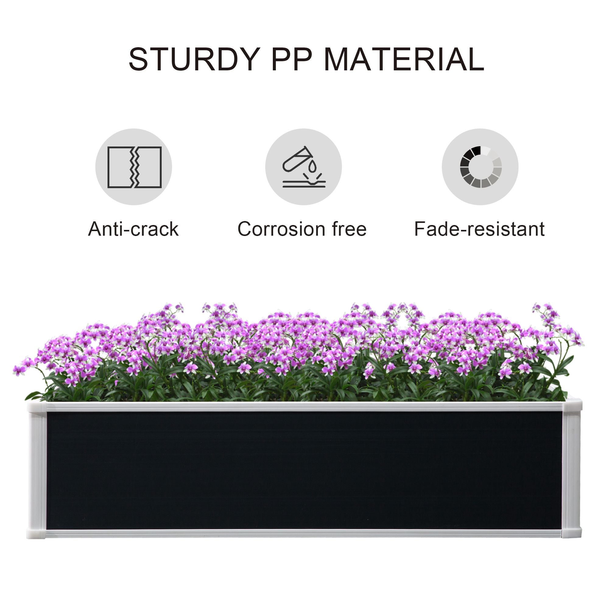 Kozy 302L Raised Garden Bed, Weather-resistant PP Planter Box Containers for Outdoor Patio Plant Flower Vegetable, 120 x 90 x 30 cm