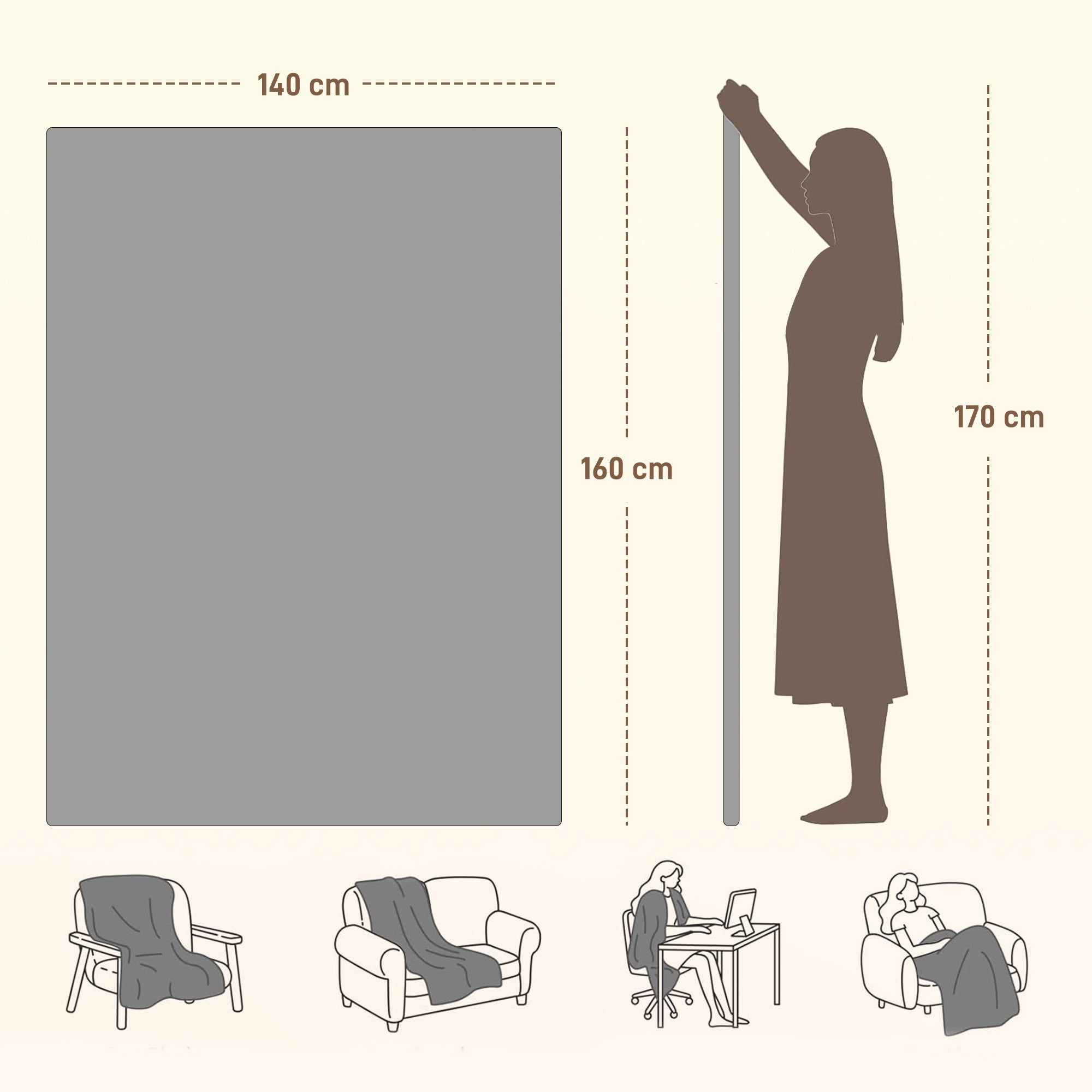 Kozy Electric Blanket with Dual Controllers, Machine Washable Heated Throw Blanket with Ultra Soft Flannel Fabric, 5 Heating Levels, 10 Hour Timer, Grey