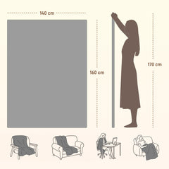 Kozy Electric Blanket with Dual Controllers, Machine Washable Heated Throw Blanket with Ultra Soft Flannel Fabric, 5 Heating Levels, 10 Hour Timer, Grey