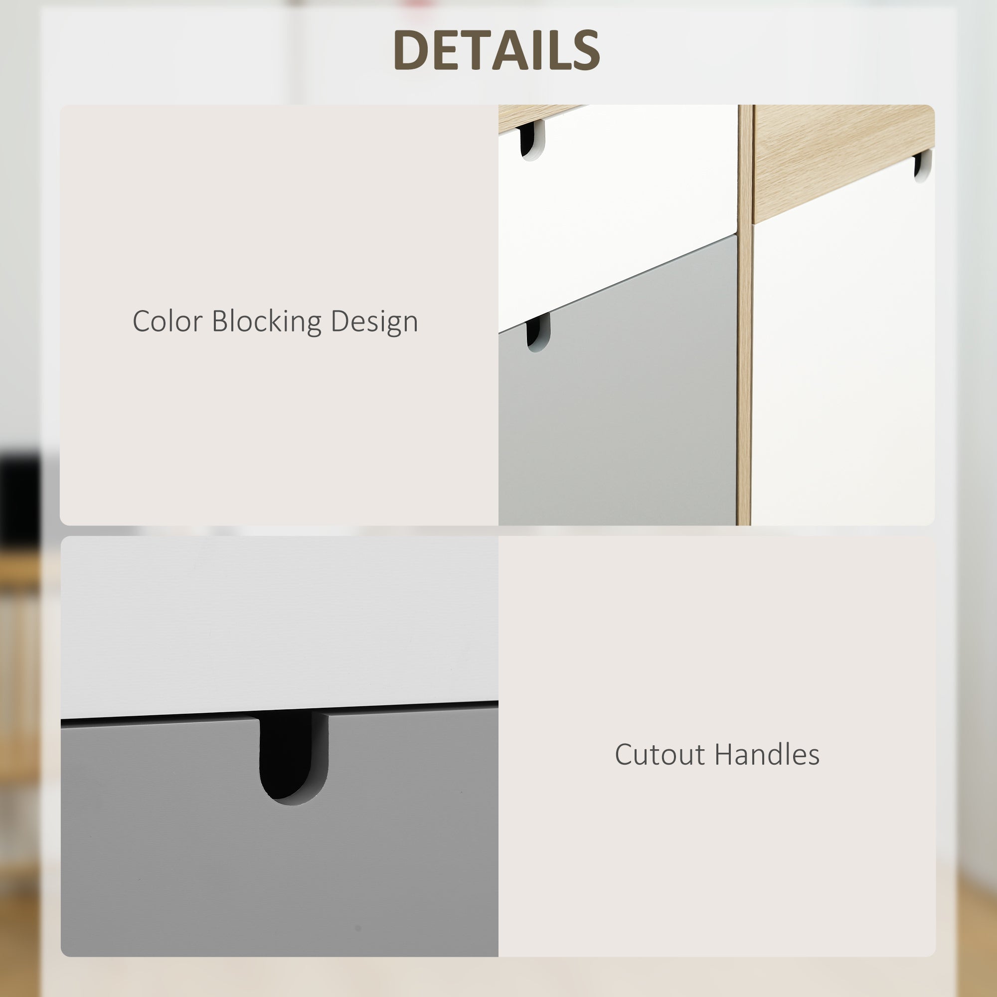 Kozy Sideboard, Kitchen Storage Cabinet with Drawers and Door Cupboards for Dining Room, Living Room, Entryway,100W x 40D x 79.5Hcm, Multicoloured