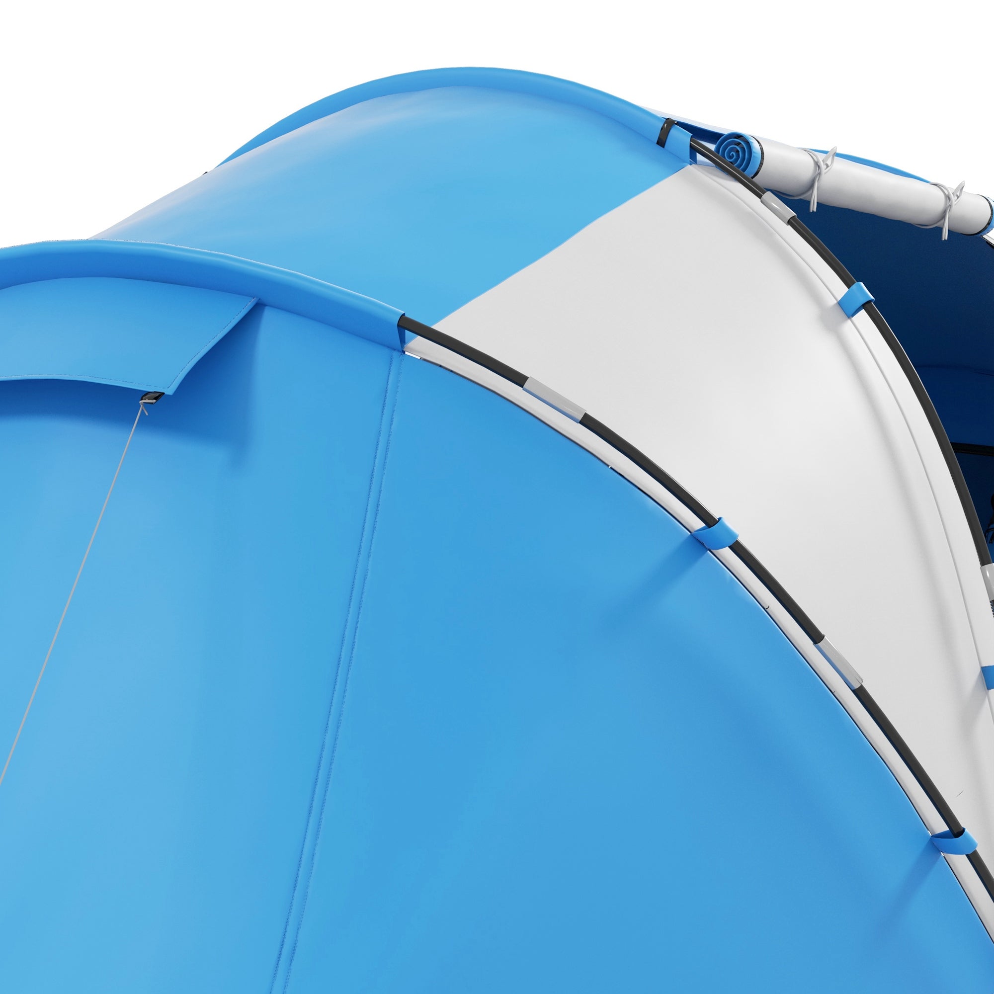 Kozy 4-6 Man Camping Tent w/ Two Bedroom, Hiking Sun Shelter, UV Protection Tunnel Tent, Blue and White