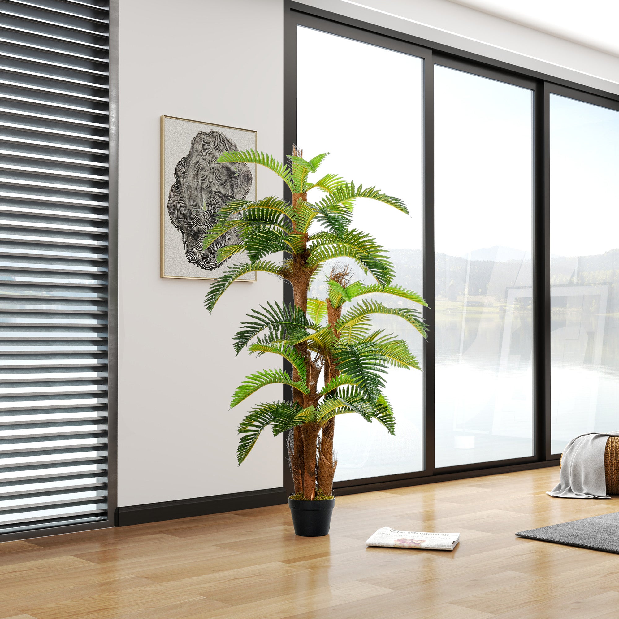 Kozy Artificial Plant Tropical Fern in Pot, Fake Plants for Home Indoor Decor, 150cm, Green