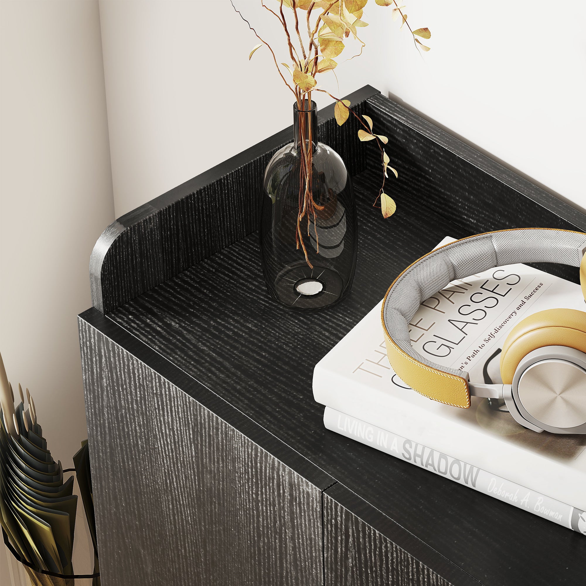 Kozy Shoe Storage Cabinet with Adjustable Shelves - Black