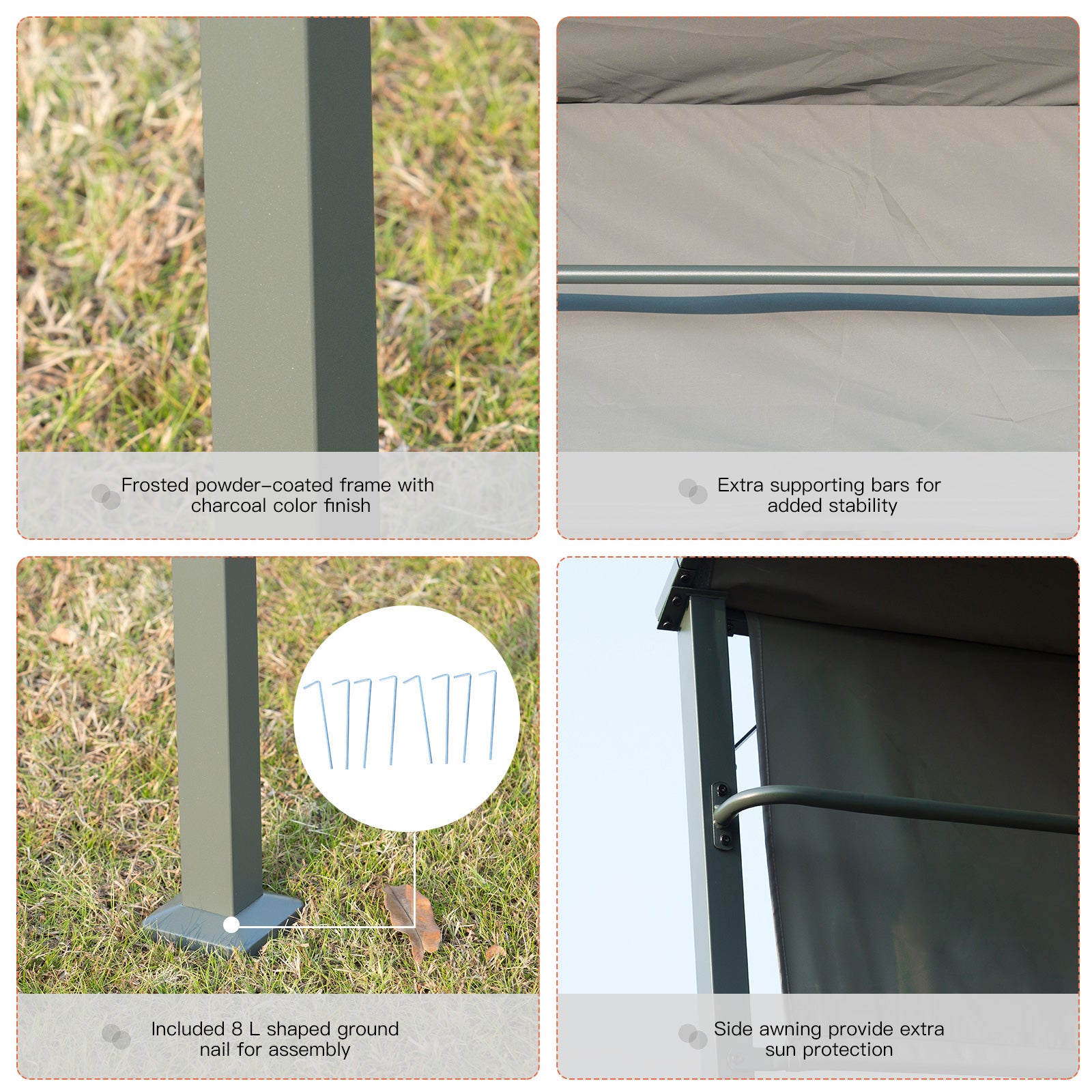 Kozy 2.2 x 1.4m BBQ Shelter, Outdoor Grill Gazebo Canopy with Shelves, Hanging Hooks, and Metal Frame, for Garden Patio Backyard