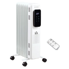Kozy 1500W Oil Filled Radiator, 7 Fin Portable Electric Heater with LED Display, 24H Timer, 3 Heat Settings, Adjustable Thermostat, Safety Cut off, Remote Control, White