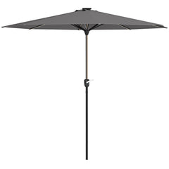 Outsunny Waterproof Patio Parasol with Solar-Powered LED Lights, Crank Handle Outdoor Umbrella, Charcoal Grey | Aosom UK