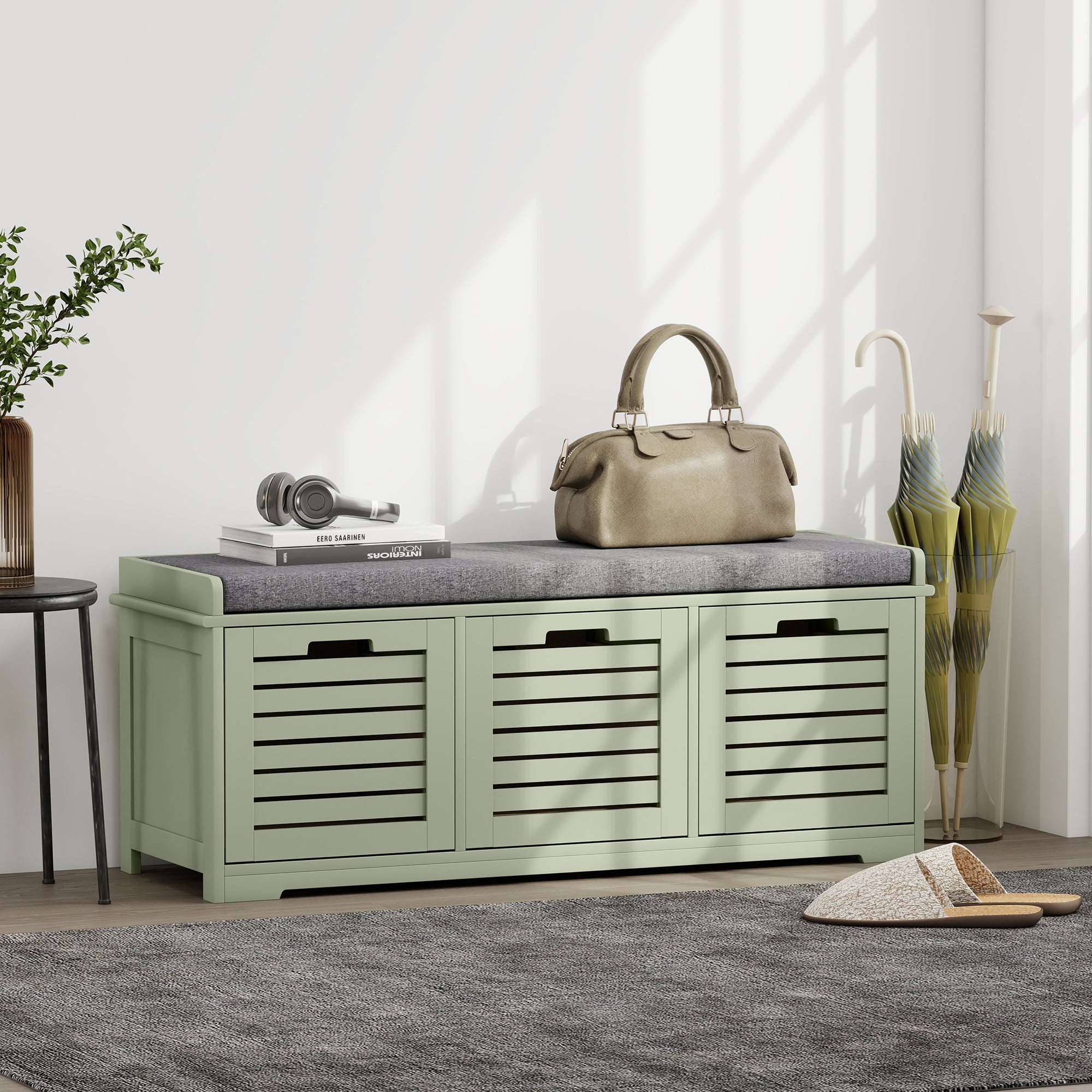 Kozy - 3-Drawer Shoe Storage Bench - Green