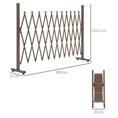 Kozy - Set of 2 Expanding Garden Fencc, Aluminium Freestanding Foldable Picket Fence, 300cmx103.5 cm, Dark Brown