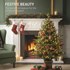 Kozy - Set of Two Artificial 4ft Christmas Trees, with Lights - Green