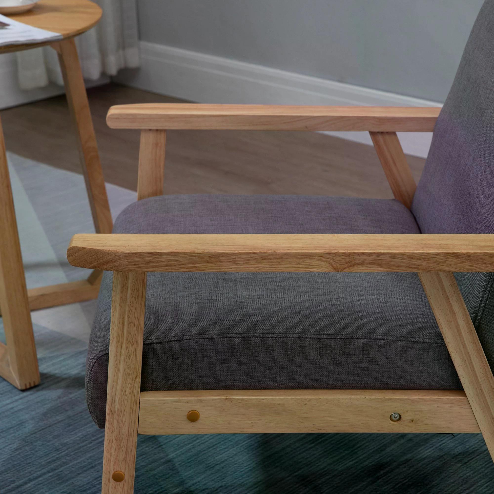 Kozy Minimalistic Wooden Frame Accent Chair, with Padded Seat