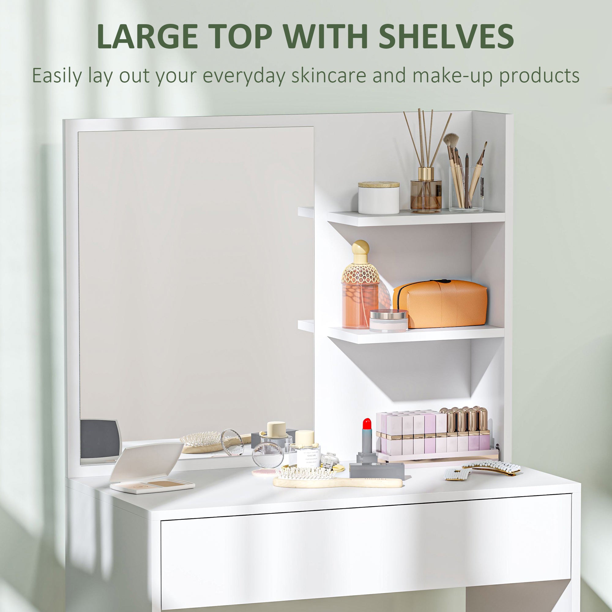 Kozy - Dressing Table with Mirror and Storage - White
