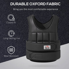 HOMCOM 15kg Adjustable Metal Sand Weight Vest Black