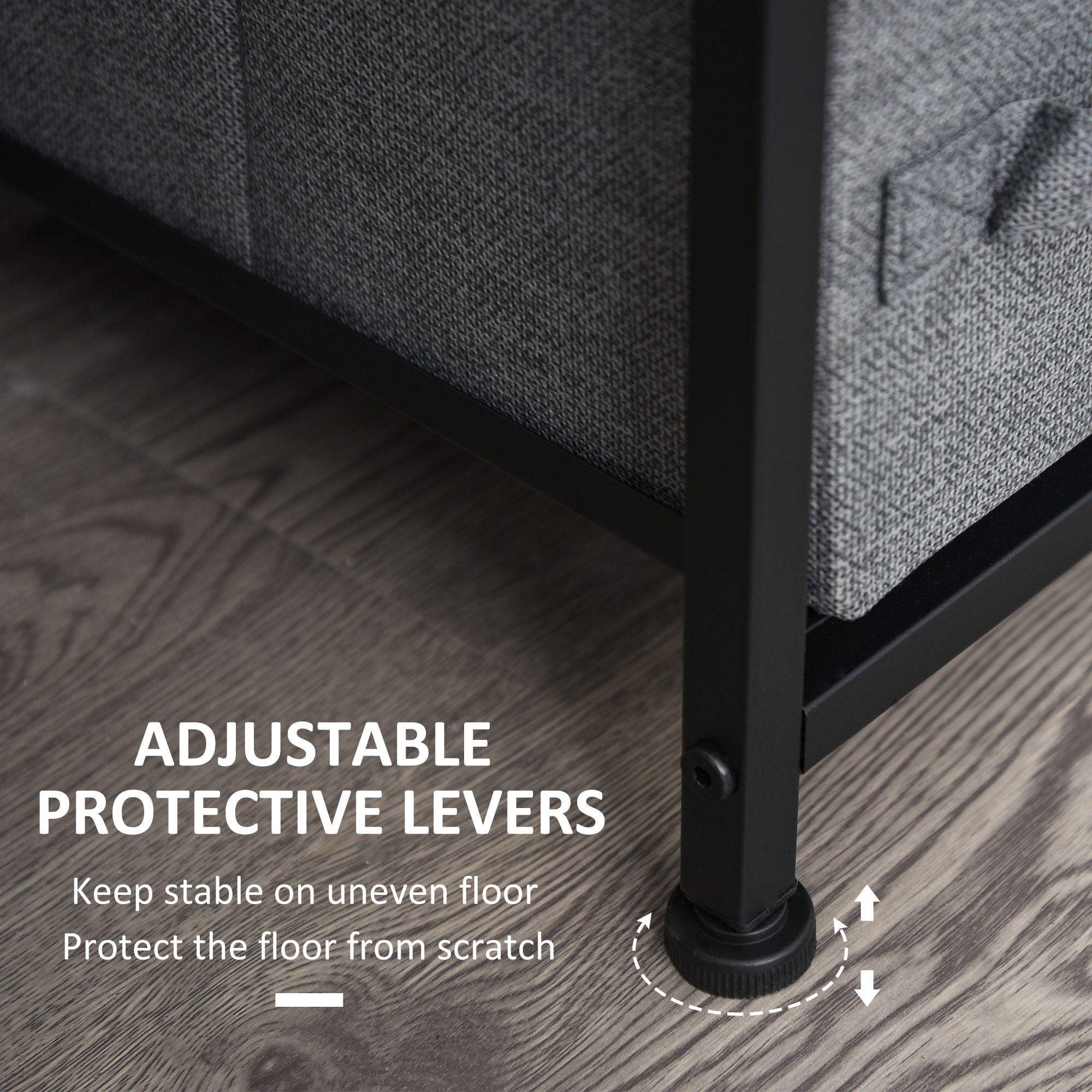 Kozy Chest of Drawers with 7 Drawers, Fabric Drawers with Large Storage Space, Drawers Dresser with Metal Frame, Adjustable Feet for Bedroom Living Room, Dark Grey