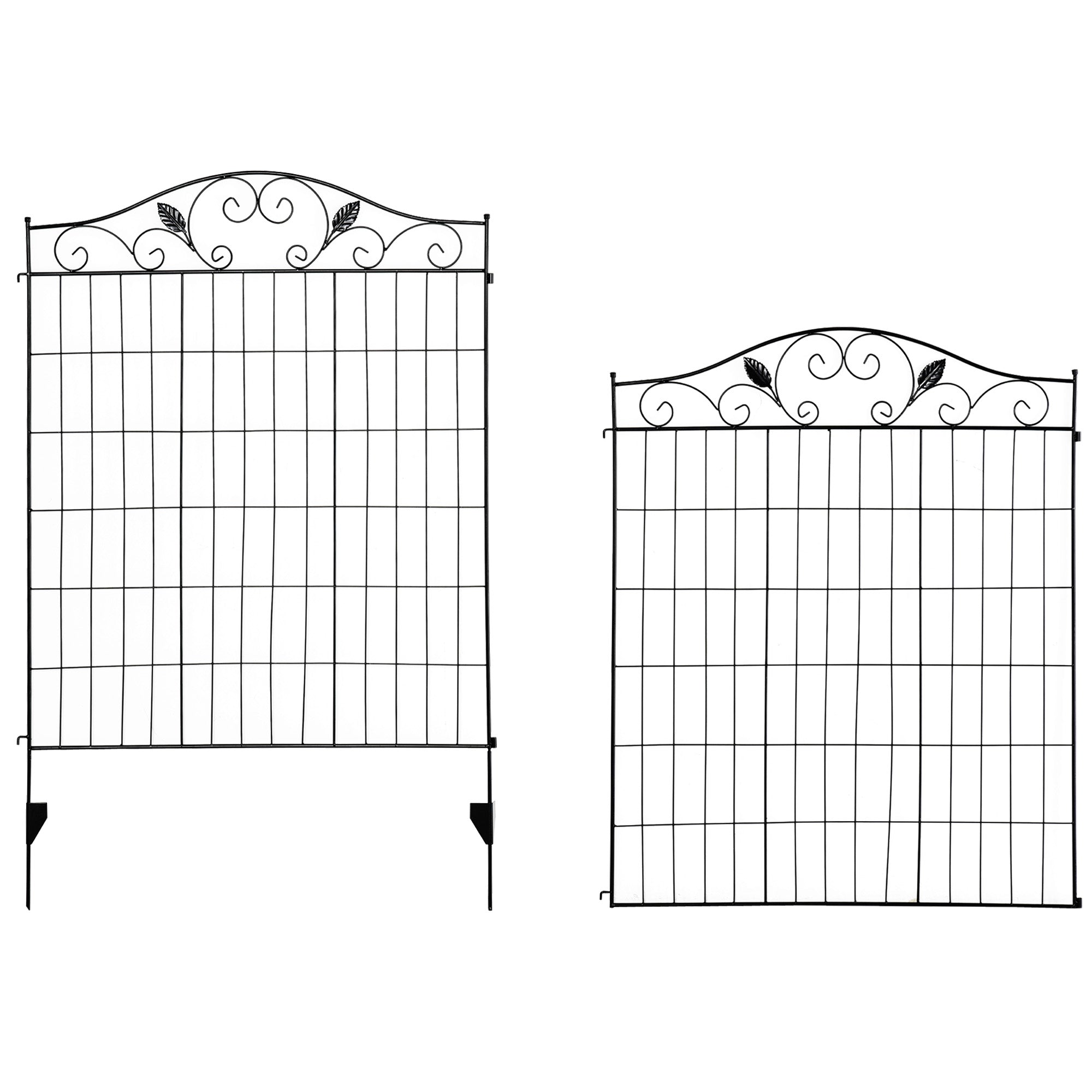 Kozy - Set of 2 Decorative Garden Fence, 8 Panels Metal Picket Fence, Versatile Shapes for Patio Lawn, 365cm x 112cm, Black