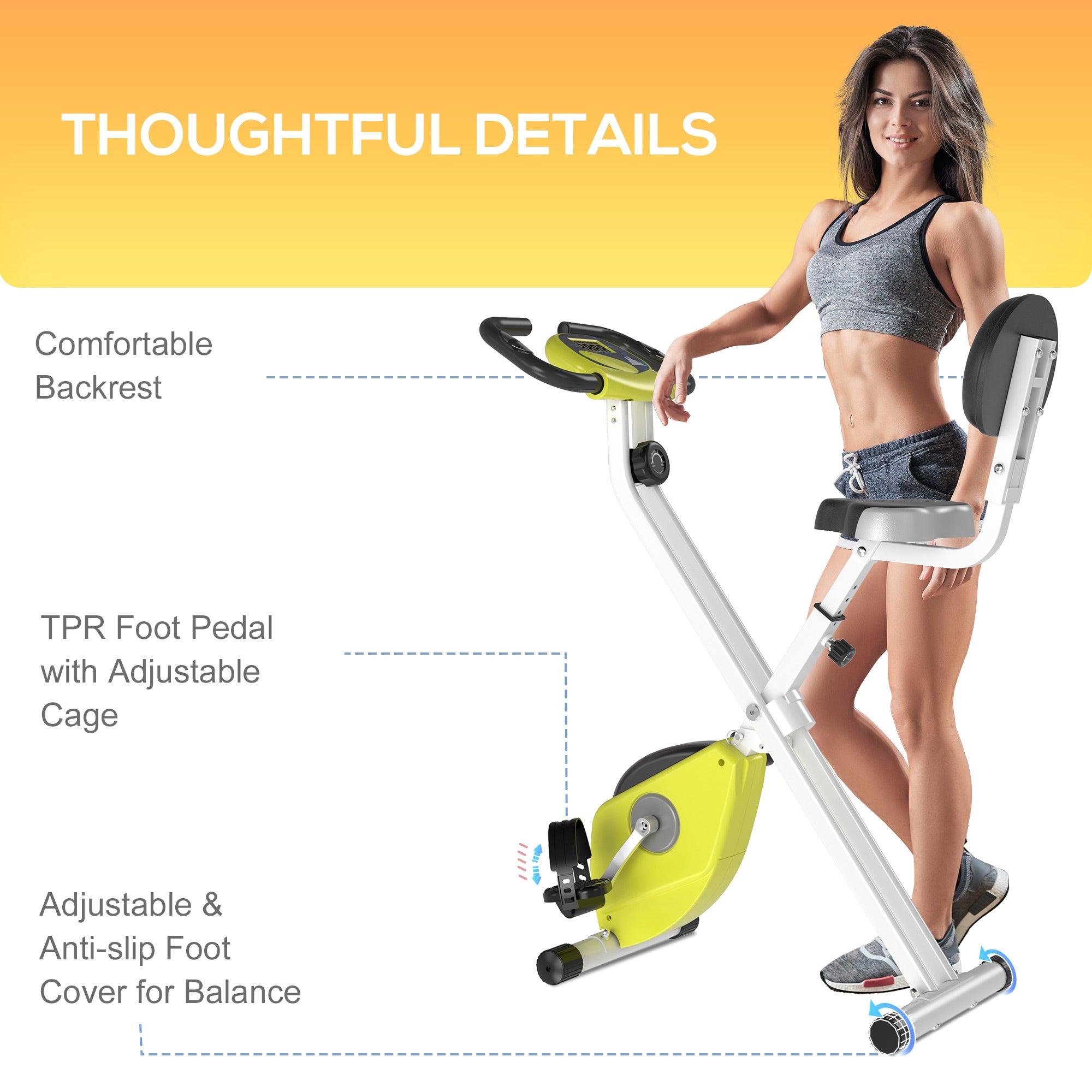 HOMCOM Folding Exercise Bike, Foldable 8