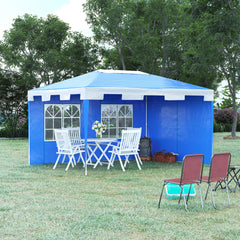 Outsunny Party Gazebo Marquee with 2 Sidewalls, Outdoor Garden Canopy BBQ Tent, 3 x 4 m, Blue